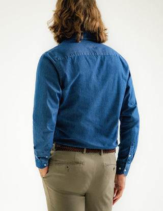 Slim Fit XLÄ Skjorta Denim Mörkblå