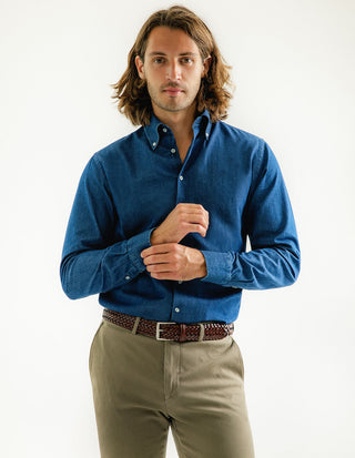 Slim Fit XLÄ Skjorta Denim Mörkblå
