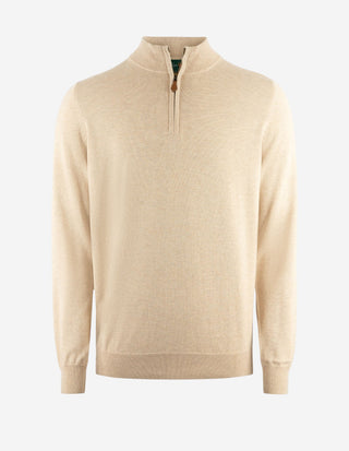 Selhurst Half Zip Bomull/Cashmere Ljusbeige