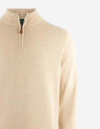 Selhurst Half Zip Bomull/Cashmere Ljusbeige
