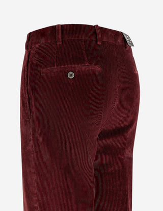 Parma Regular Fit Trouser Genua Cord Vinröd