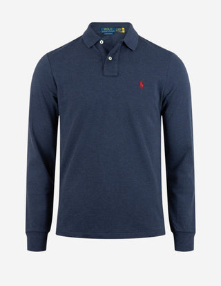 Custom Slim Fit Long Sleeve Polo Mörkblå