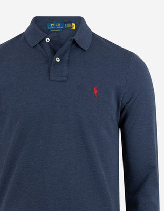 Custom Slim Fit Long Sleeve Polo Mörkblå