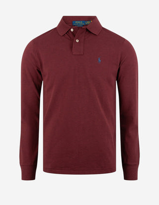 Custom Slim Fit Long Sleeve Polo Vinröd