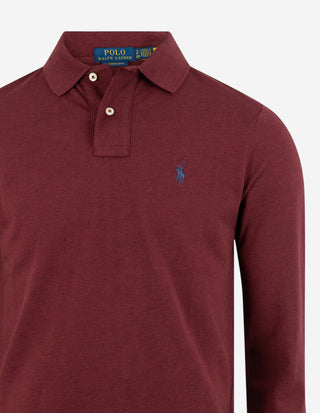 Custom Slim Fit Long Sleeve Polo Vinröd