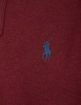 Custom Slim Fit Long Sleeve Polo Vinröd