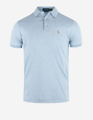 Pikétröja Custom Slim Fit Ljusblå Melerad