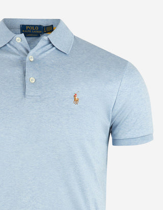 Pikétröja Custom Slim Fit Ljusblå Melerad