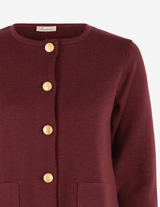 Stina Cardigan Merinoull Vinröd