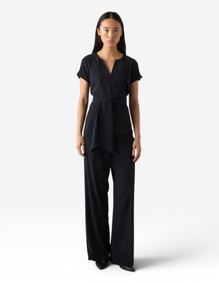 Ingrid Trousers Front Zip Mörkblå
