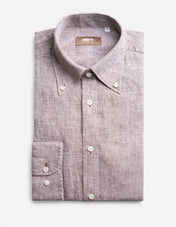 Slim Fit Skjorta Linne Ljusbrun