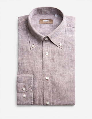 Slim Fit Skjorta Linne Ljusbrun