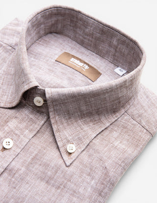 Slim Fit Skjorta Linne Ljusbrun
