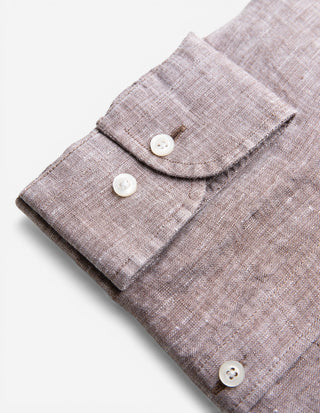 Slim Fit Skjorta Linne Ljusbrun