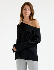 Chiney Off Shoulder Silk Blouse Svart