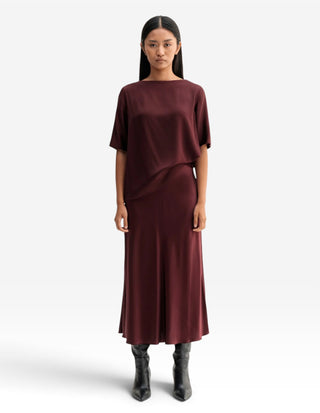 Yoli Blus Siden Burgundy