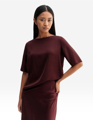 Yoli Blus Siden Burgundy