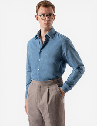 Slim Fit Skjorta Denim Blå