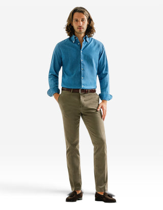 Slim Fit Skjorta Denim Blå