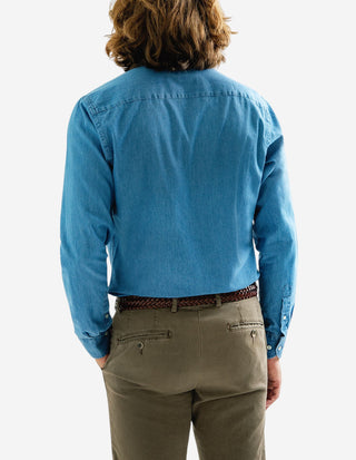 Slim Fit Skjorta Denim Blå