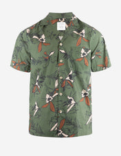 Printed Short Sleeve Shirt Olive/Brown