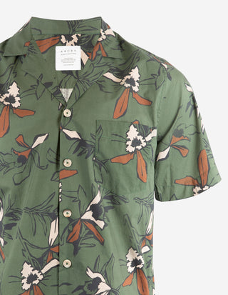 Printed Short Sleeve Shirt Olive/Brown