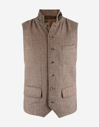 Dandy Tweed Väst Mörkbrun