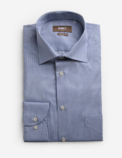 Regular Fit Skjorta Randig Bomullstwill Navy/Vit