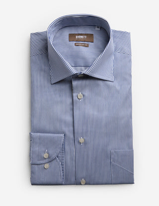 Regular Fit Skjorta Randig Bomullstwill Navy/Vit