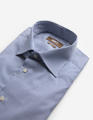 Regular Fit Skjorta Randig Bomullstwill Navy/Vit