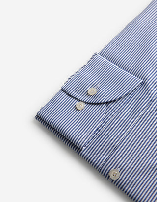 Regular Fit Skjorta Randig Bomullstwill Navy/Vit
