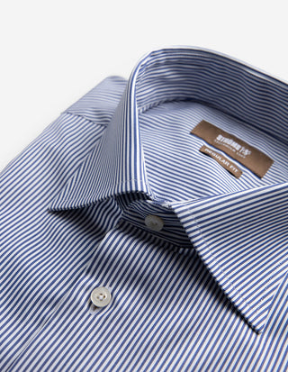Regular Fit Skjorta Randig Bomullstwill Navy/Vit
