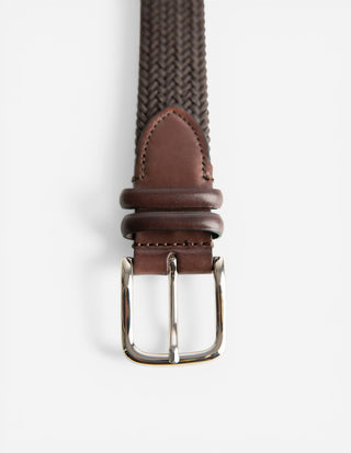 Woven Stretched Rayon Belt Dark Brown