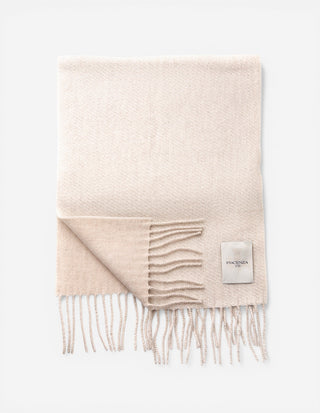Halsduk Tvåsidig Cashmere Benvit/Beige One Size