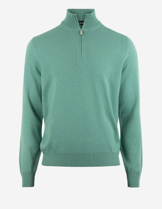 Tröja Zip Cashmere Mossgrön