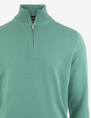 Tröja Zip Cashmere Mossgrön