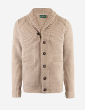 Unsworth Cardigan Lammull Ljusbeige