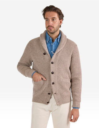 Unsworth Cardigan Lammull Ljusbeige