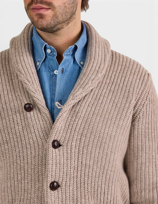 Unsworth Cardigan Lammull Ljusbeige