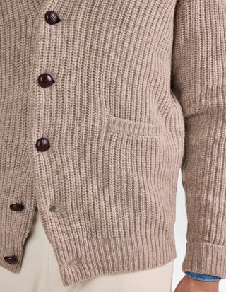 Unsworth Cardigan Lammull Ljusbeige