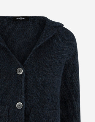 Vee Cardigan Alpacka/Ull Navy
