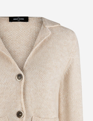 Vee Cardigan Alpacka/Ull Ljusbeige