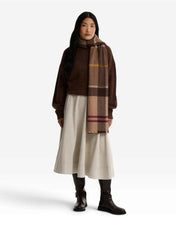 Rosefield Tartan Halsduk Lammull Beige/Brun