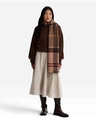 Rosefield Tartan Halsduk Lammull Beige/Brun