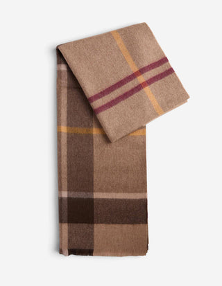 Rosefield Tartan Halsduk Lammull Beige/Brun