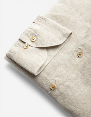 Fitted Body Skjorta Linne Beige