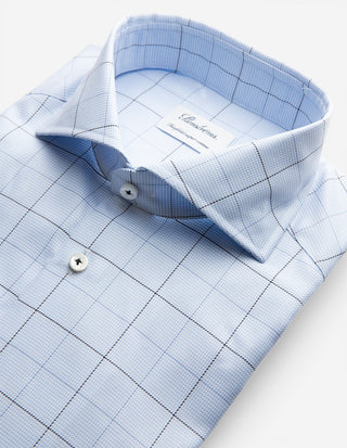 Slimline Extra Lång Ärm Skjorta Twofold Ljusblå/Navy