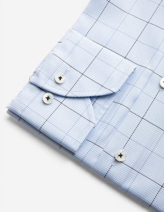 Slimline Extra Lång Ärm Skjorta Twofold Ljusblå/Navy