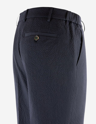 Morello Elax Seeersucker Byxa Navy