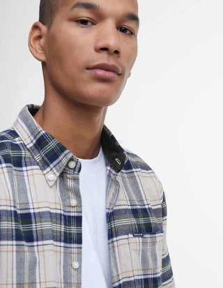 Betsom Skjorta Tailored Fit Flanell Rutig Beige/Blå